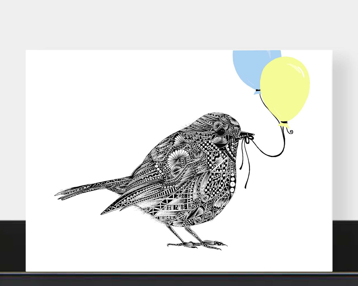 Robin celebration greetings card originally hand drawn in pen and ink by Pia Elliot in her Dorset studio