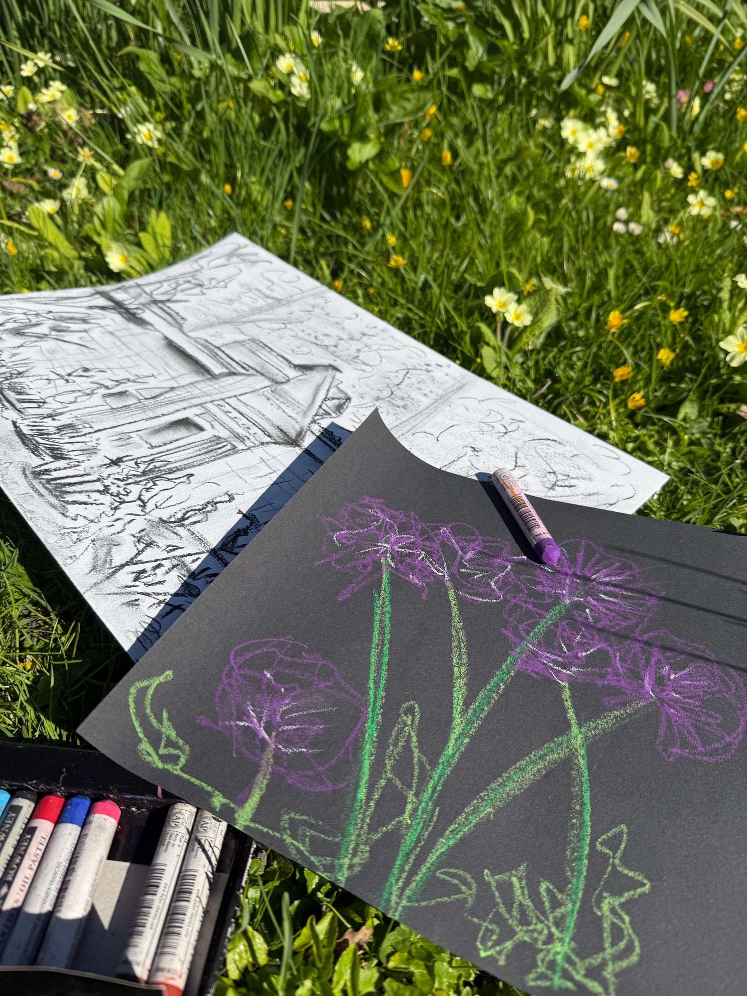 Experimental drawings done in creative workshops in Dorset