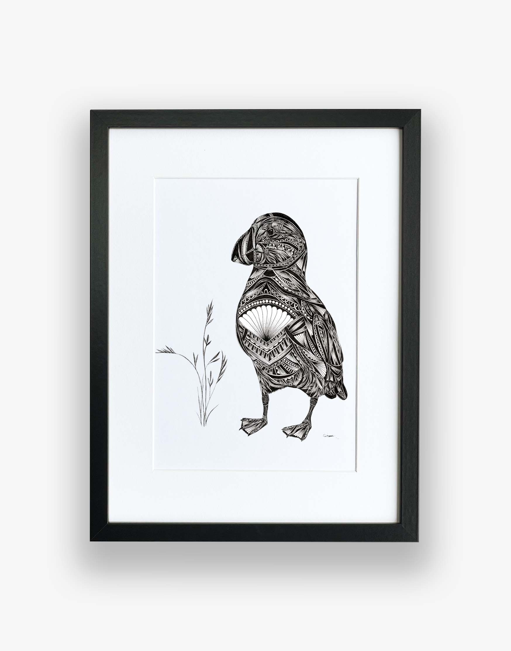 Puffin limited edition artwork by Dorset artist Pia Elliot
