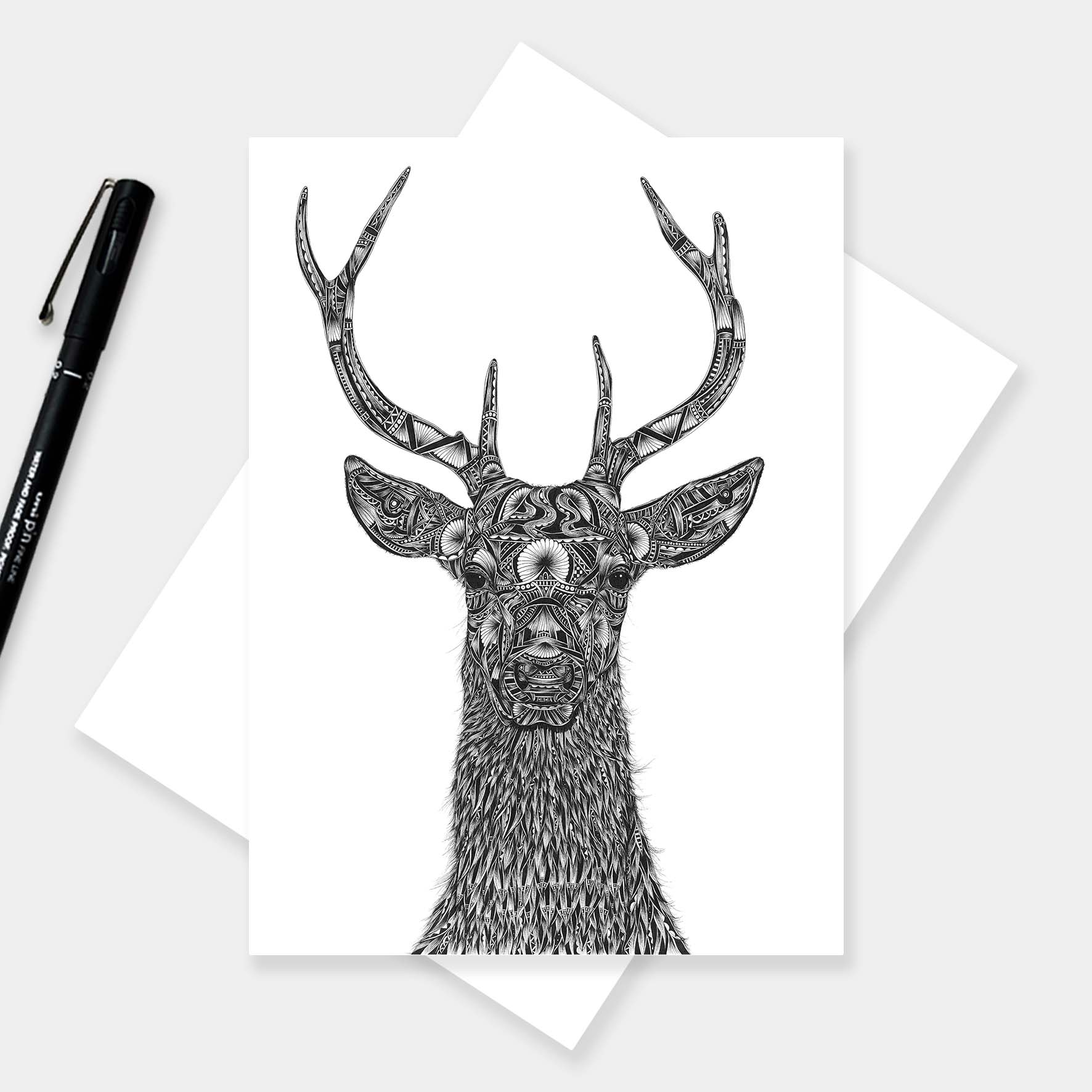 Stag blank greetings card by Pia Elliot in Dorset