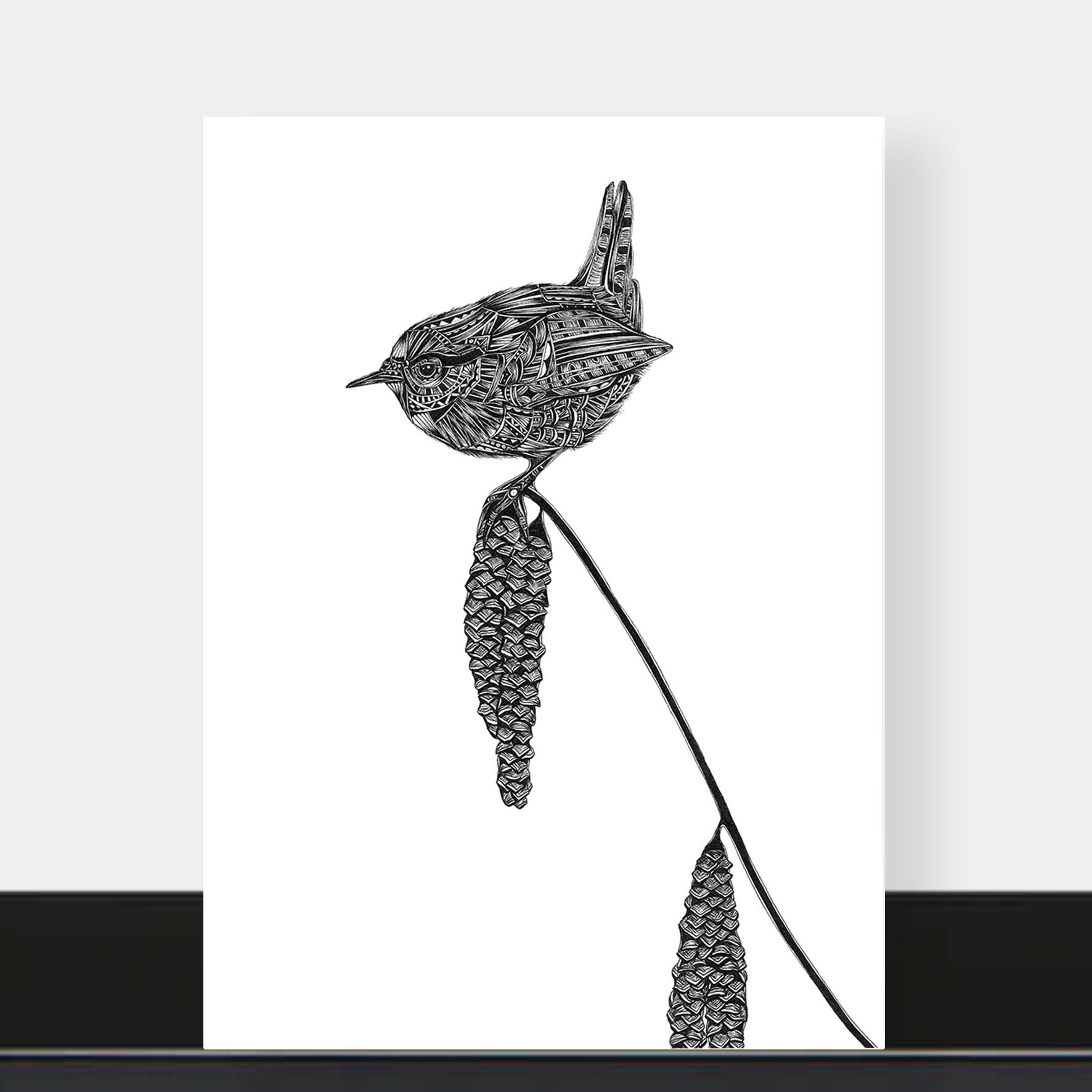 wren blank greetings card by Pia Elliot in Dorset