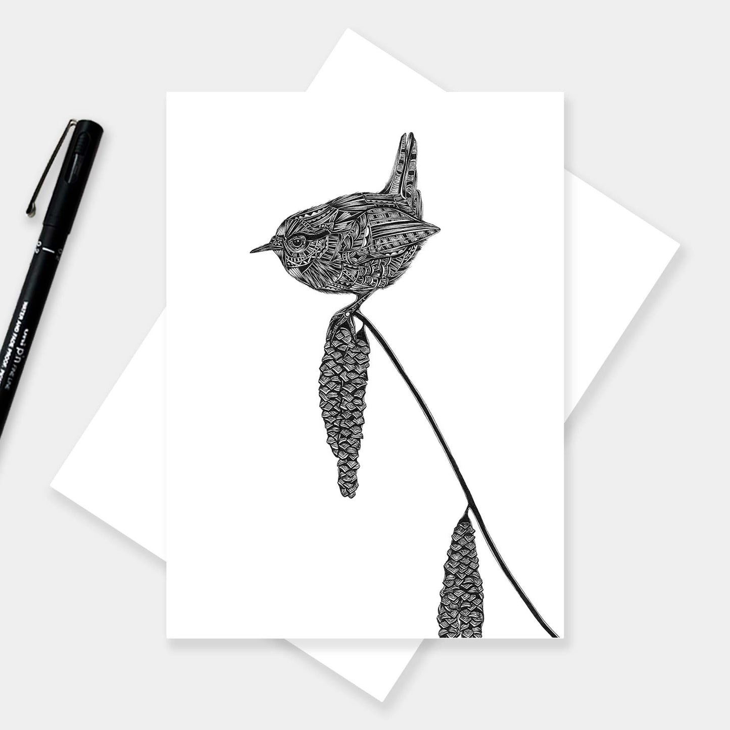 Wren blank greetings card by Pia Elliot in Dorset