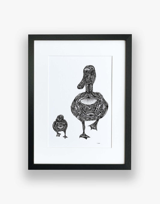 Duck black and white print