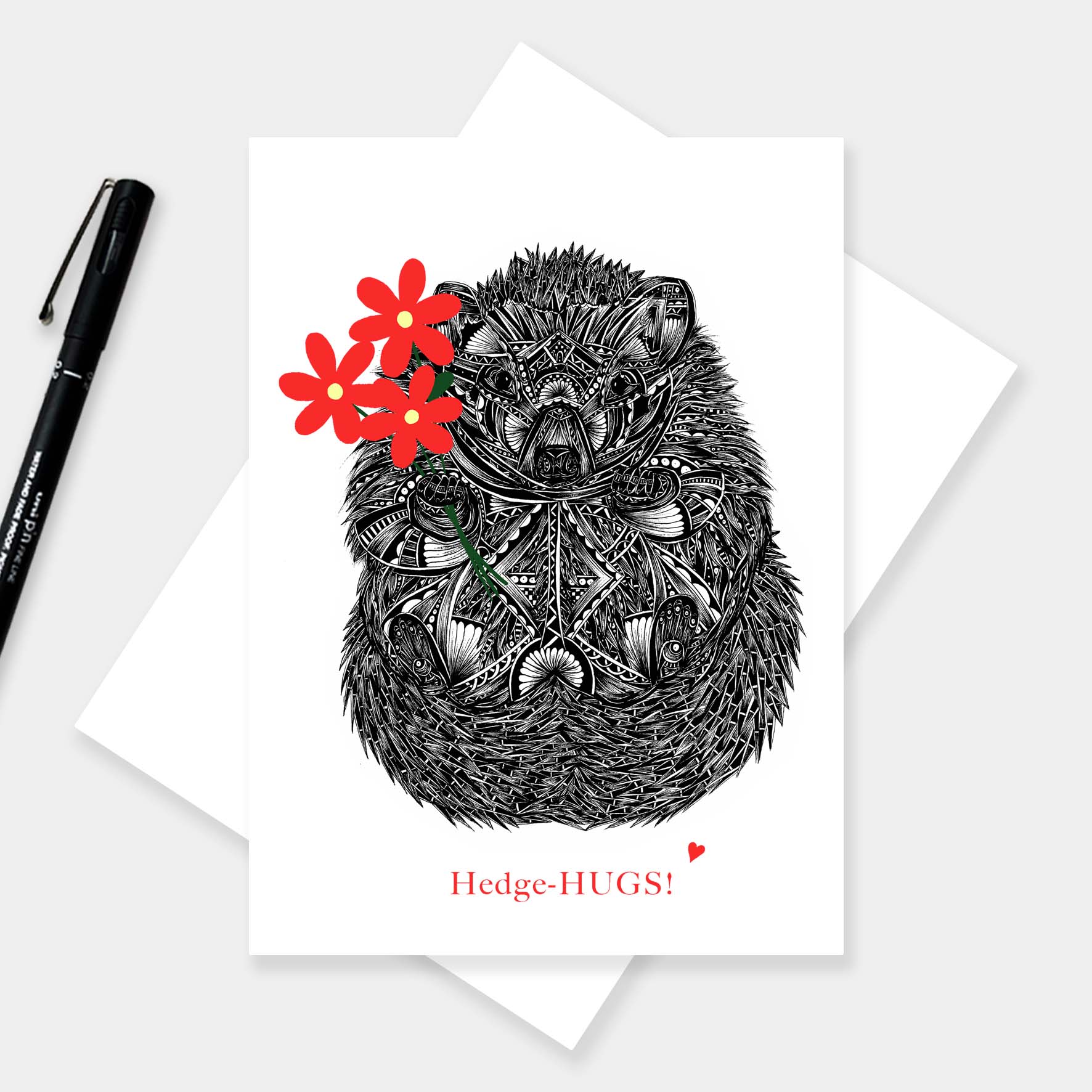 hedgehog valentines card