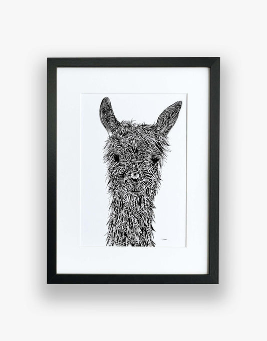 black and white llama print