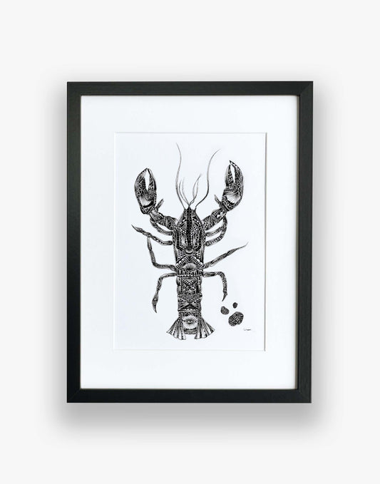 lobster black and white print