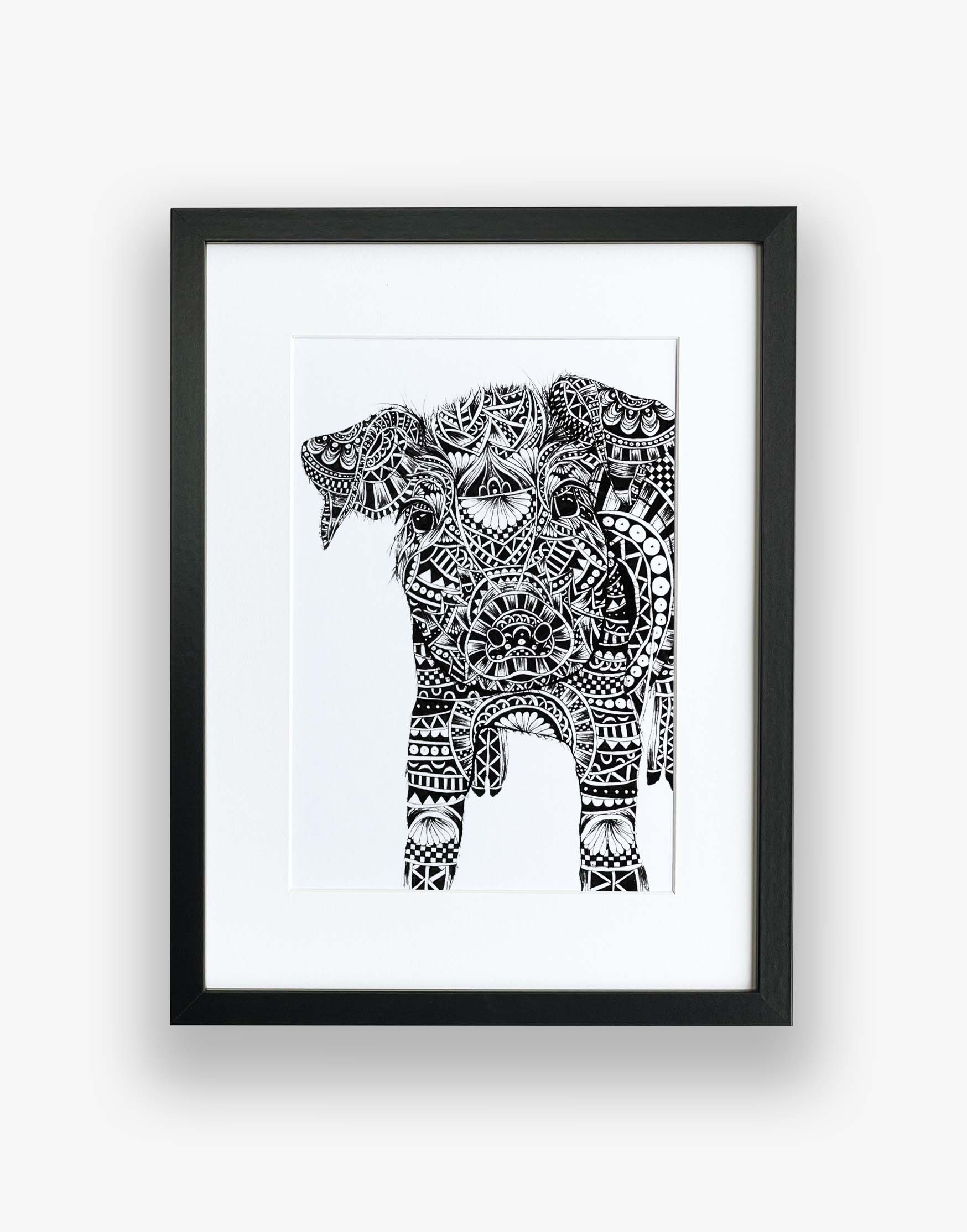 black and white pig print