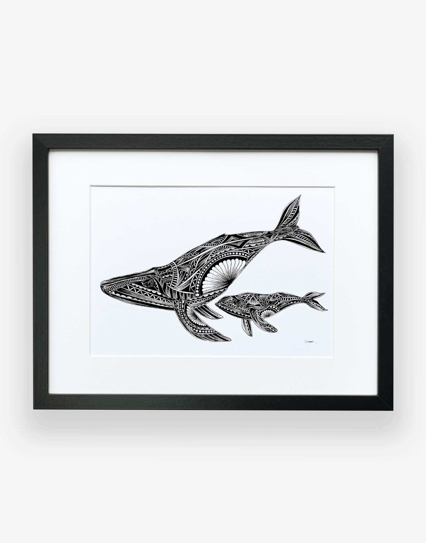 black and white whale print