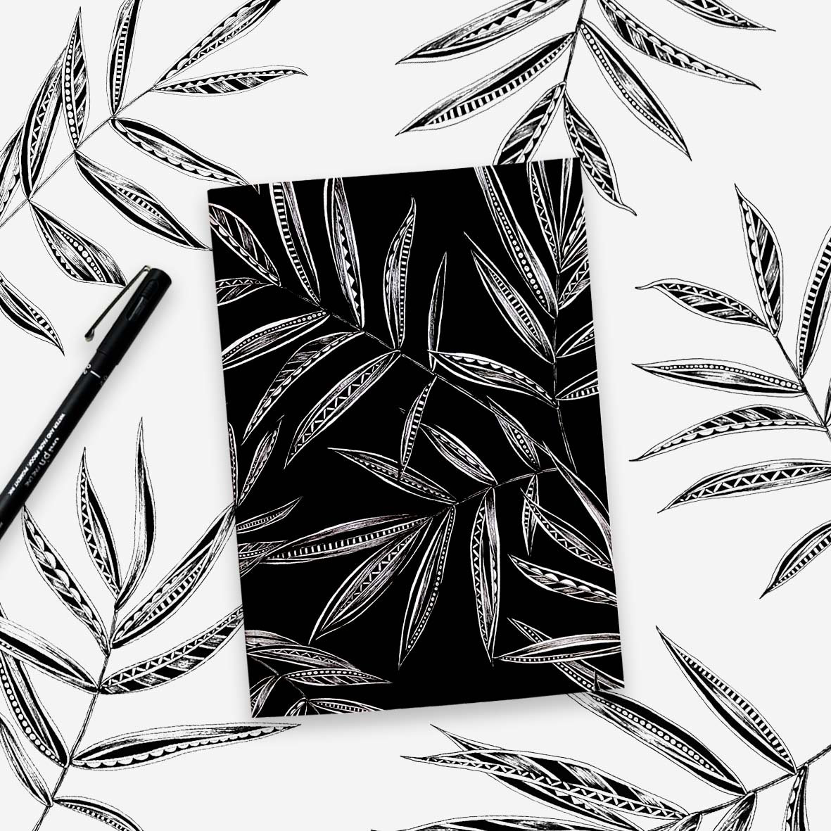 luxury leaf print notebook